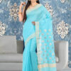 infashiow chanderi blue silk saree