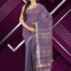 infashiow chanderi brinjal silk saree