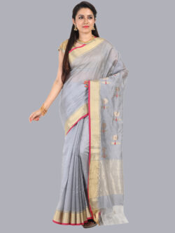 Infashiow Sunflower Motif Grey Saree