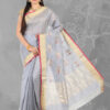 infashiow chanderi grey silk saree