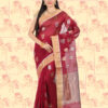 infashiow chanderi maroon silk saree