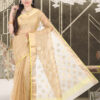 infashiow chanderi golden silk saree