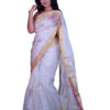 infashiow chanderi offwhite silk saree