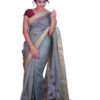 infashiow chanderi olive green silk saree