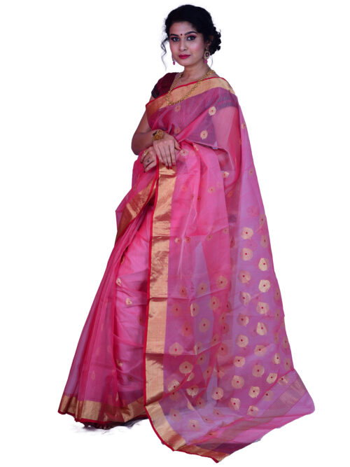 infashiow chanderi Pink silk saree