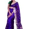 infashiow chanderi blue silk saree