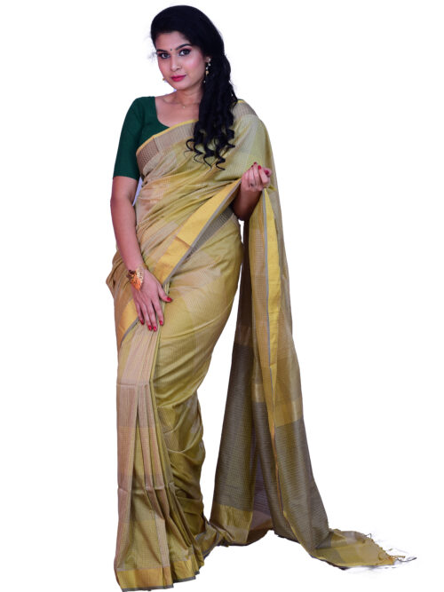 infashiow chanderi Golden silk saree