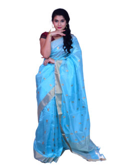 Infashiow Sky Blue Saree