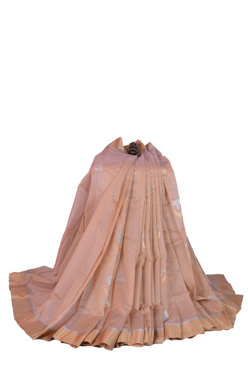 infashiow chanderi peach silk saree