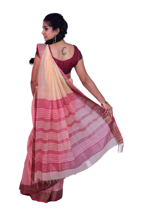 infashiow chanderi peach silk saree