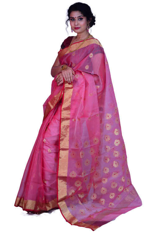 infashiow chanderi Pink silk saree