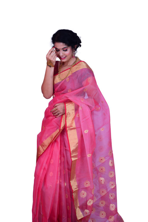 infashiow chanderi Pink silk saree