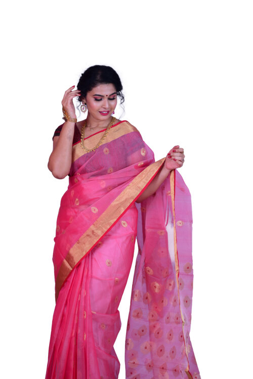 infashiow chanderi Pink silk saree