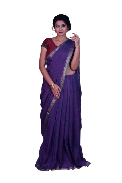 infashiow chanderi purple silk saree