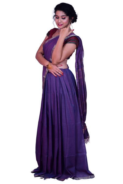 infashiow chanderi purple silk saree