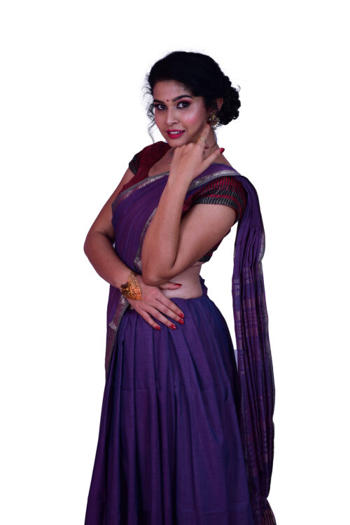 infashiow chanderi purple silk saree