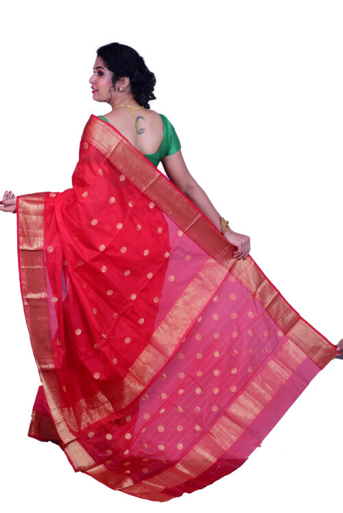 infashiow chanderi Red silk saree