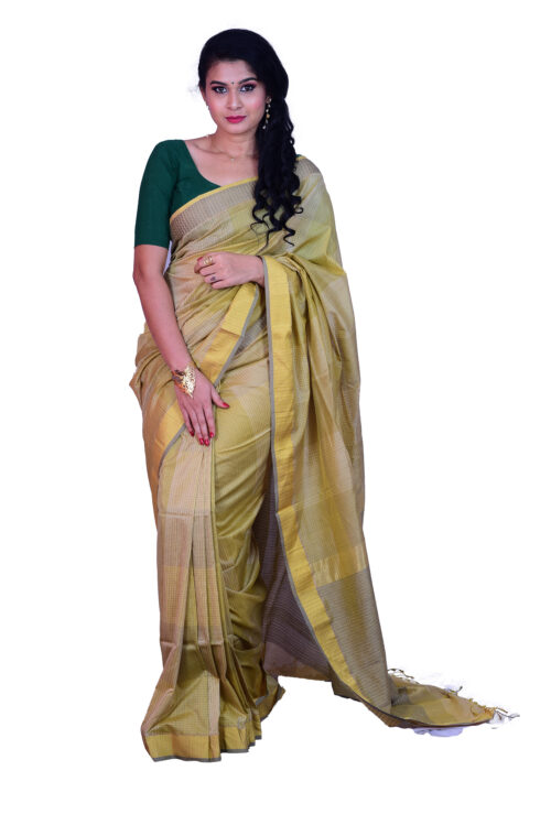 infashiow chanderi Golden silk saree