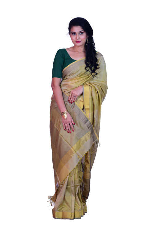 infashiow chanderi Golden silk saree