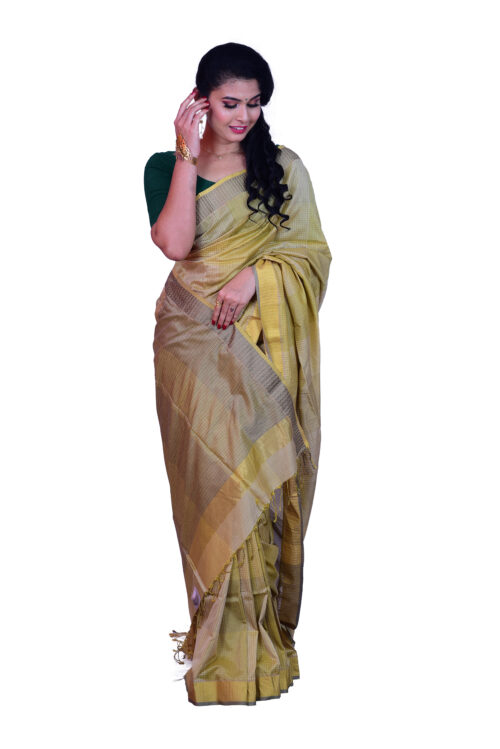 infashiow chanderi Golden silk saree