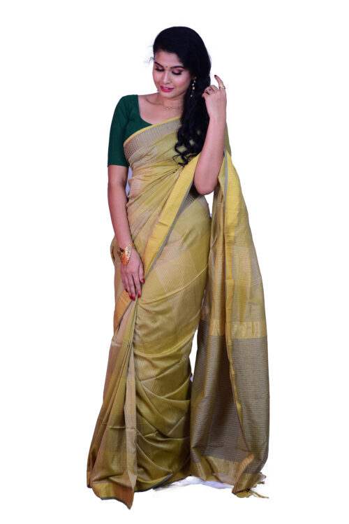 infashiow chanderi Golden silk saree