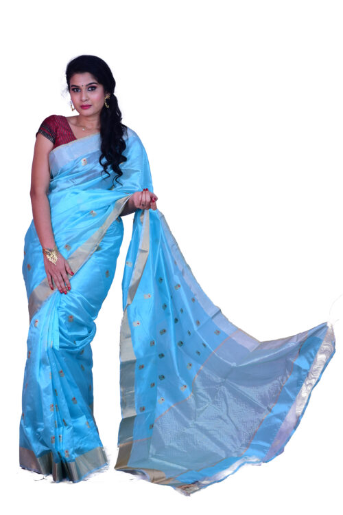 infashiow chanderi Sky blue silk saree