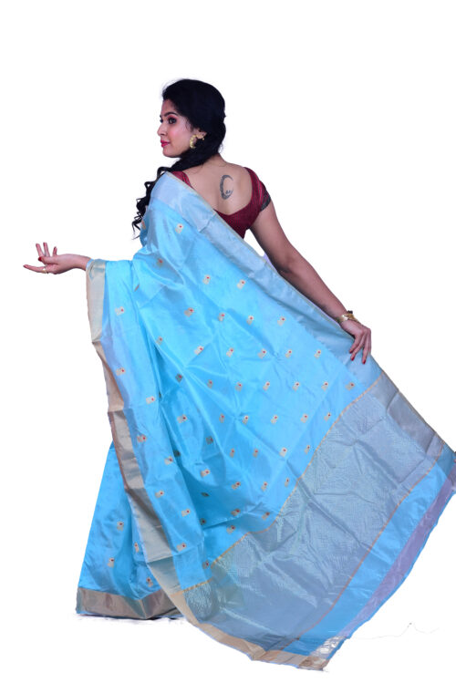 infashiow chanderi Sky blue silk saree