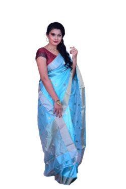 Infashiow Sky Blue Saree