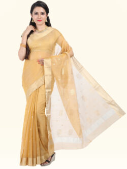 Infashiow Golden Colored Saree