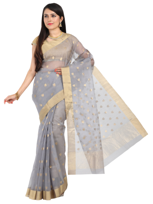 infashiow chanderi Grey saree