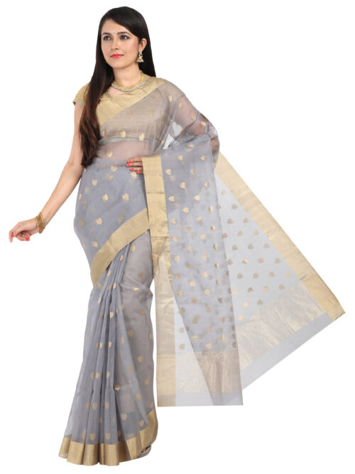 infashiow chanderi Grey saree