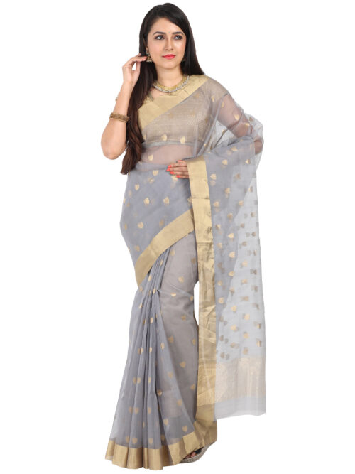 infashiow chanderi Grey saree