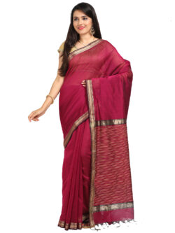 Infashiow Patel Red Colored Maheshwari Silk Saree