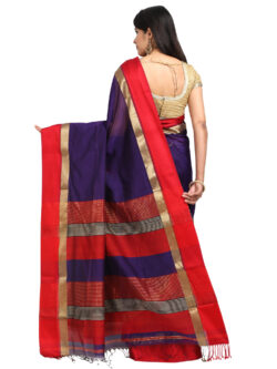 Infashiow Dark Purple Colored Maheshwari Silk Saree