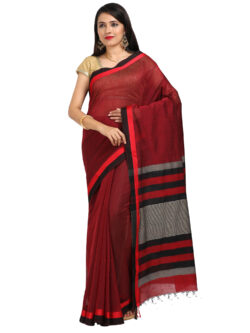 Infashiow Maroon Maheshwari Silk Saree