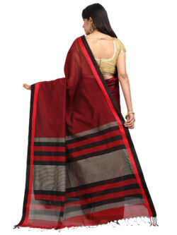 Infashiow Maroon Maheshwari Silk Saree