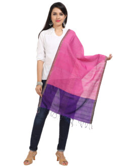 Infashiow Pink and Blue Colored Handcrafted Cotton Scarf