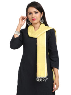 Infashiow Yellow Colored Handcrafted Cotton Scarf