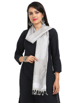 Infashiow White Colored Handcrafted Cotton Scarf