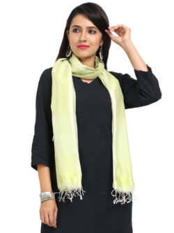 Infashiow Light Yellow Colored Handcrafted Cotton Scarf